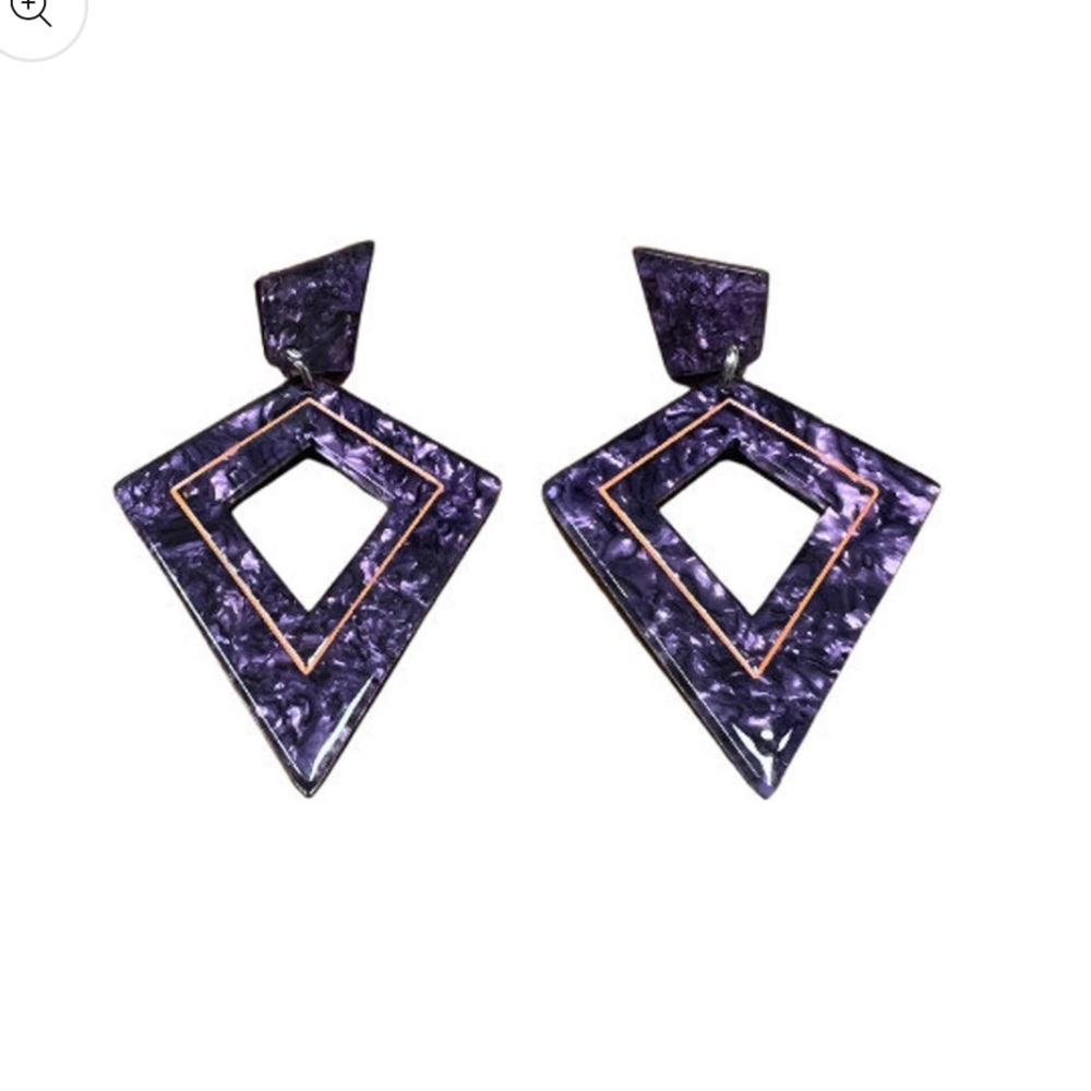 Johanna Parker Lipstick Chrome Purple Retro Diamond Acrylic Earrings